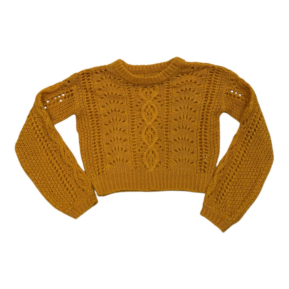 Charlotte Russe Mustard Crochet Sweater - Size Small